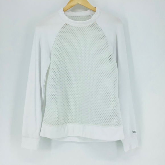 ALO Yoga Tops - Alo Yoga White Elemental Mesh Sweatshirt Pullover